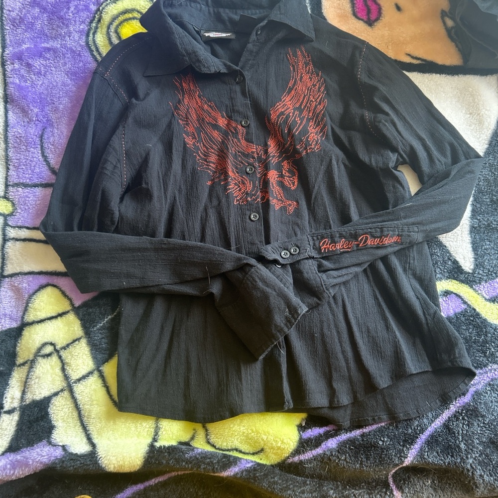 Harley-Davidson Black Long Sleeve with Red Eagle